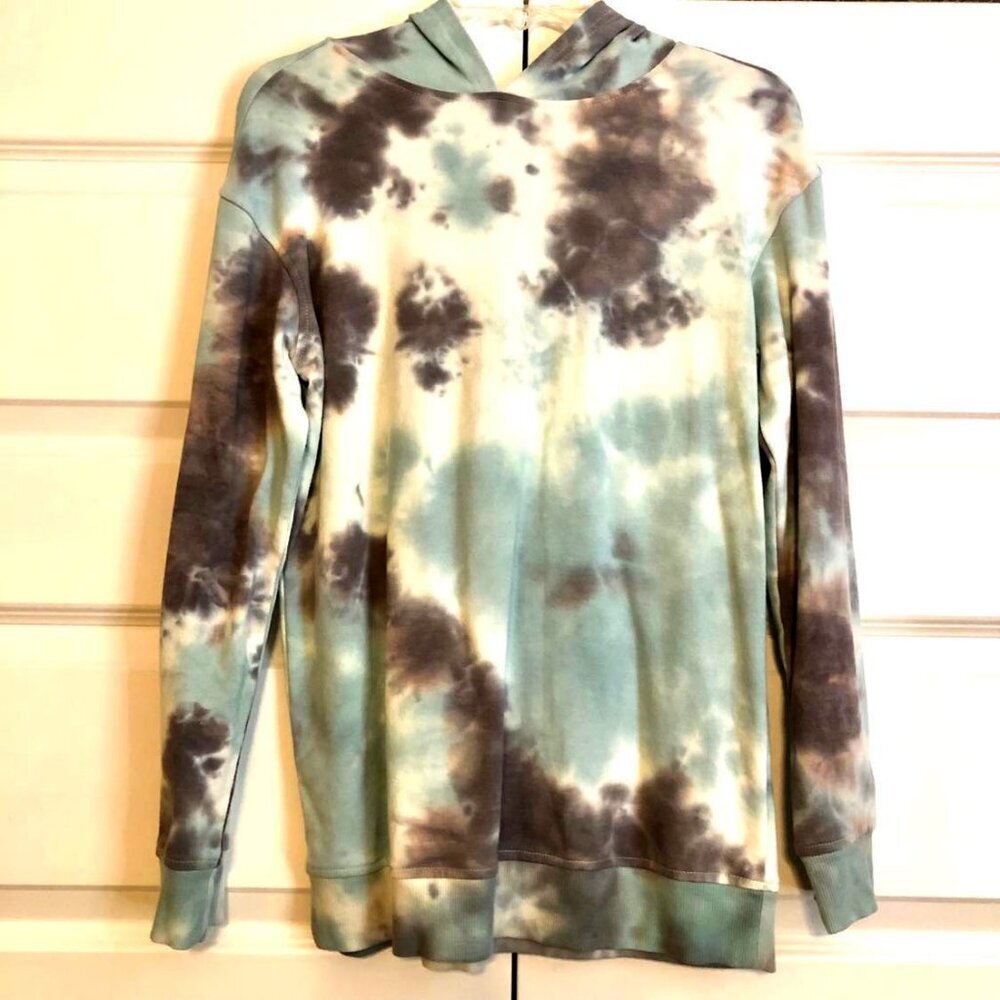 5th & RYDER Tie-dye Black Blue Pullover Hoodie Girls XL